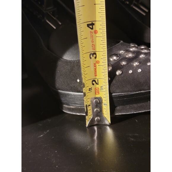 Stuartz Weitzman Platform Heels Shoes Pumps Suede Women's Sz 10.5 Black Studs - Picture 12 of 13